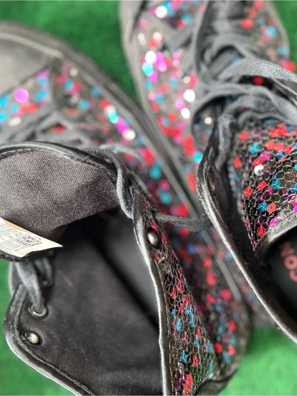 Converse Women's Chuck All-Star High-Top Blue Pink Sequin Sneakers SIZE 9 - Picture 4 of 4